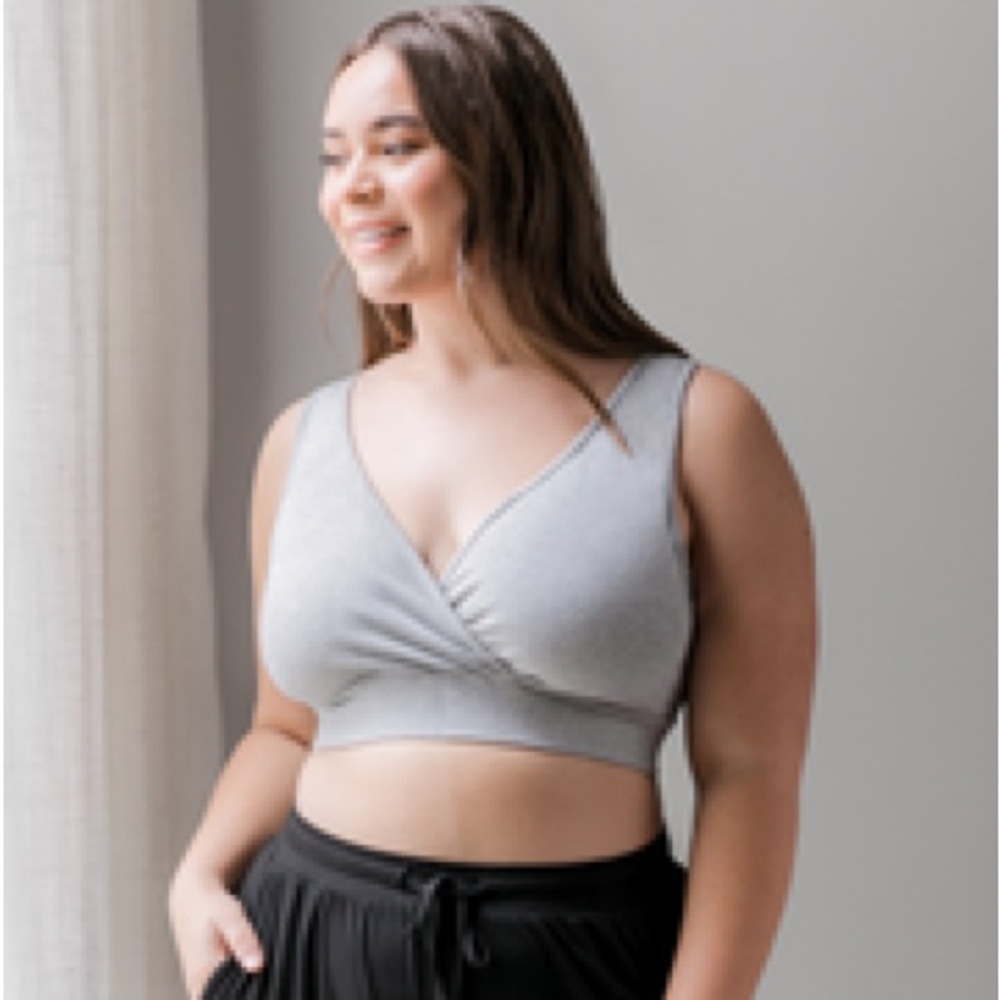 Kindred Bravely Organic Cotton Sleep & Nursing Bra | Grey Heather - Med Busty